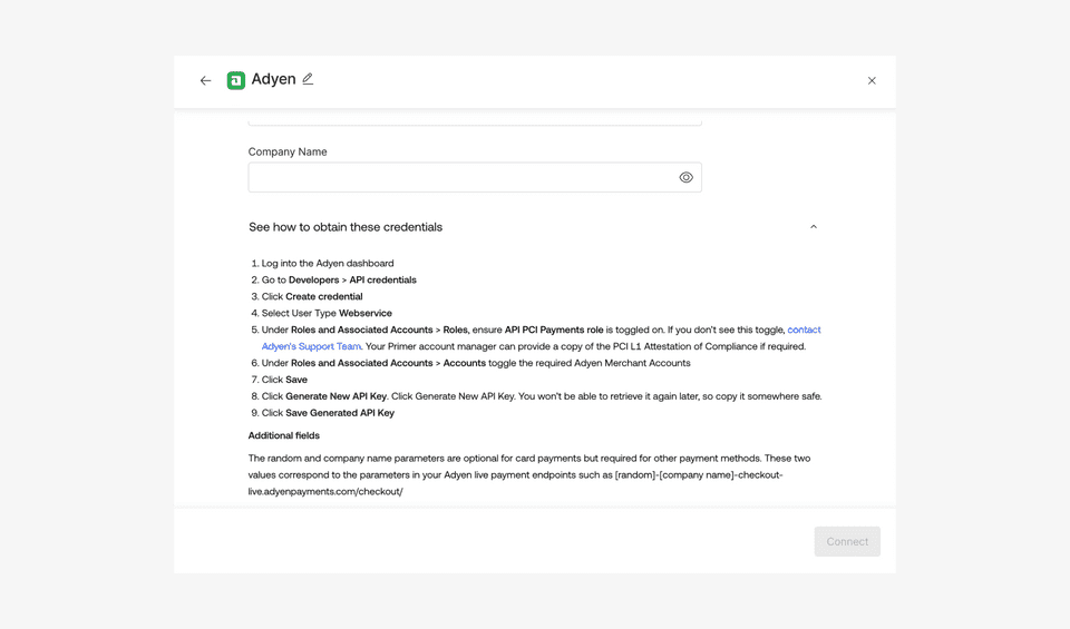 Example of guide to obtaining credentials