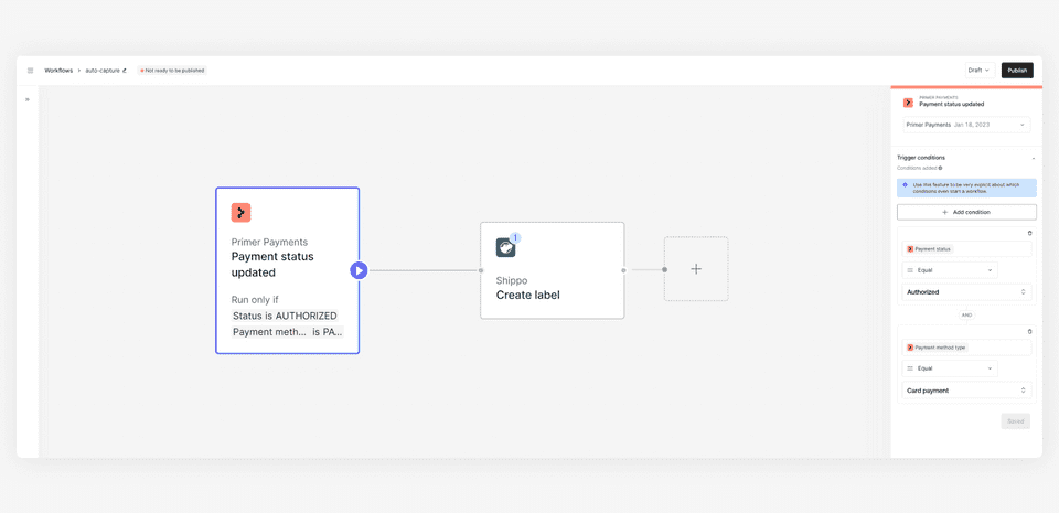 Create shipping label for authorized payments